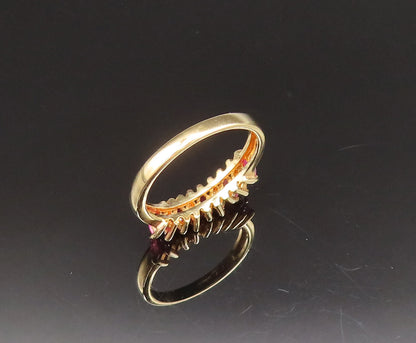 925 Silver  Vintage Gold Plated Marquise Ruby Pattern Ring Sz 8.5  RG25515
