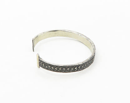 925 Sterling Silver  Vintage Dark Tone Arrow Pattern Cuff Bracelet  BT6760