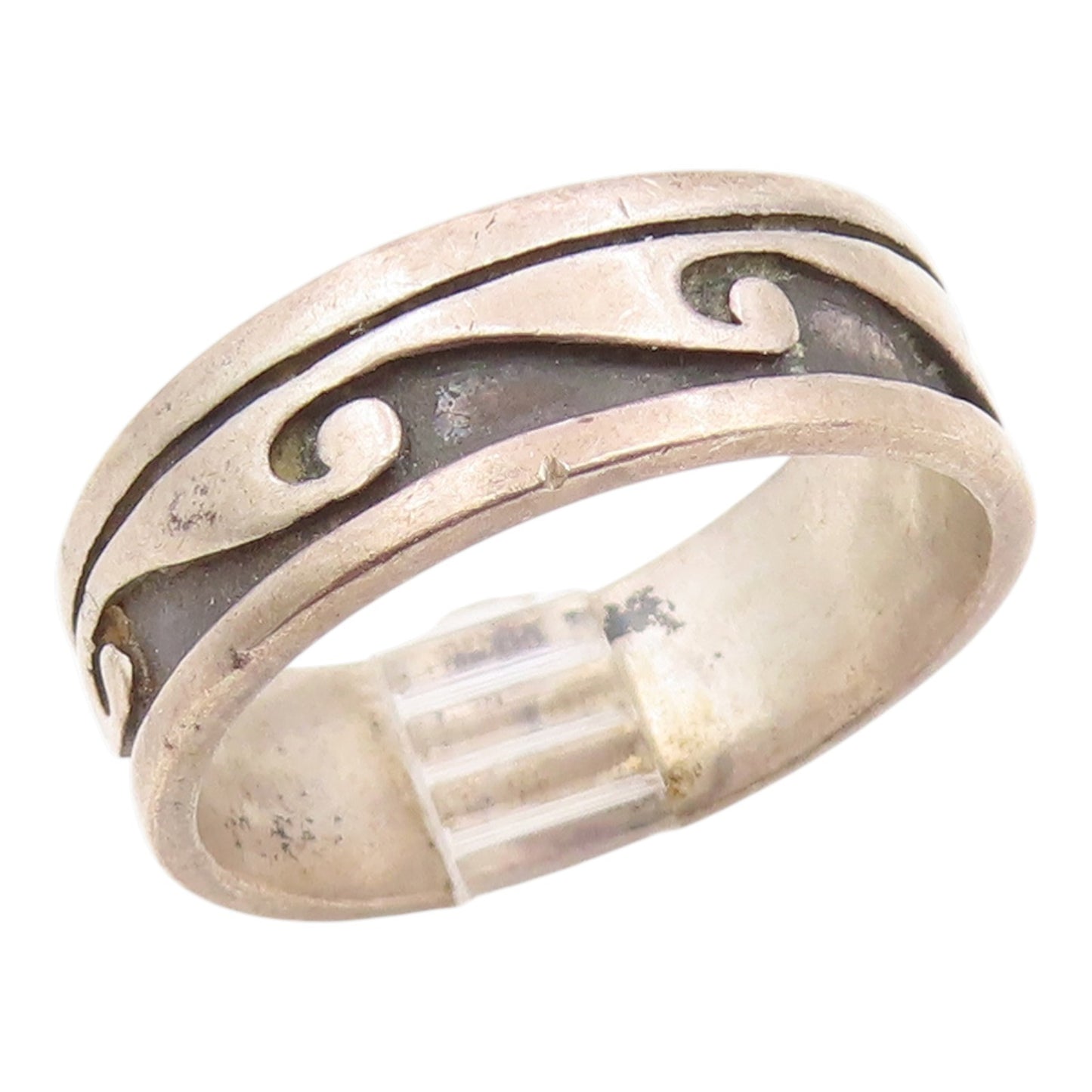 925 Sterling Silver Vintage Ring Classic Carved Ocean Waves  Sz 10.5  RG35817