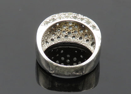 925 Sterling Silver  Vintage Cubic Zirconia Dome Band Ring Sz 7.5  RG20094