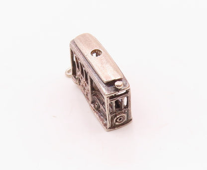 925 Sterling Silver  Vintage San Francisco Cable Car Trolley Pendant  PT18168
