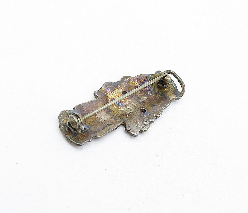 MEXICO 925 Sterling Silver  Vintage Antique Little Girl Brooch Pin  BP1551