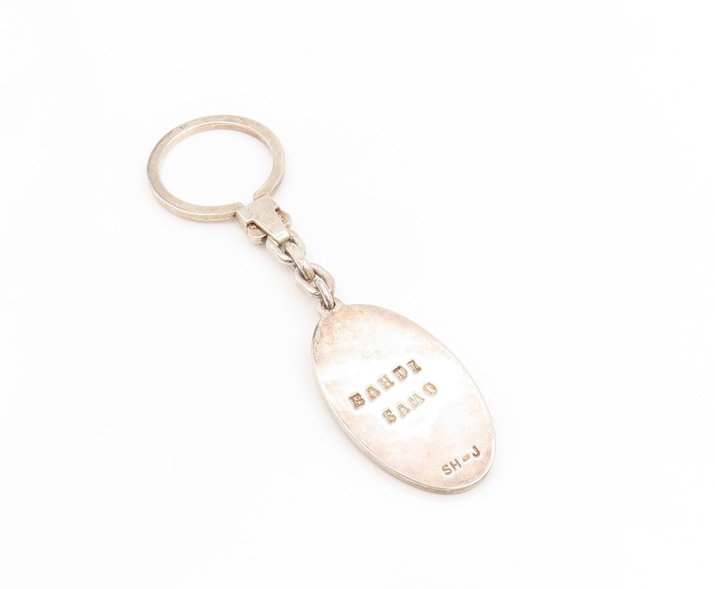 925 Sterling Silver Vintage Keychain Oval Jesus Christ Religious Prayer  TR4118