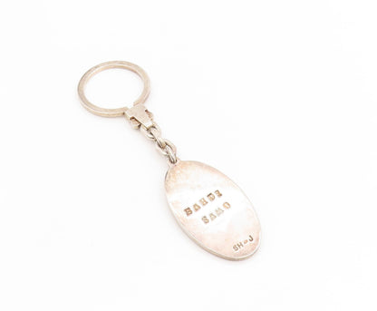 925 Sterling Silver Vintage Keychain Oval Jesus Christ Religious Prayer  TR4118