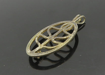 925 Sterling Silver  Vintage Prong Set Garnet Open Design Pendant  PT16922