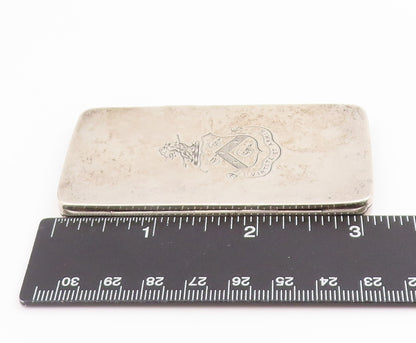 925 Sterling Silver Vintage Card Case ENGLAND Virtute et Armis OPENS  TR4170