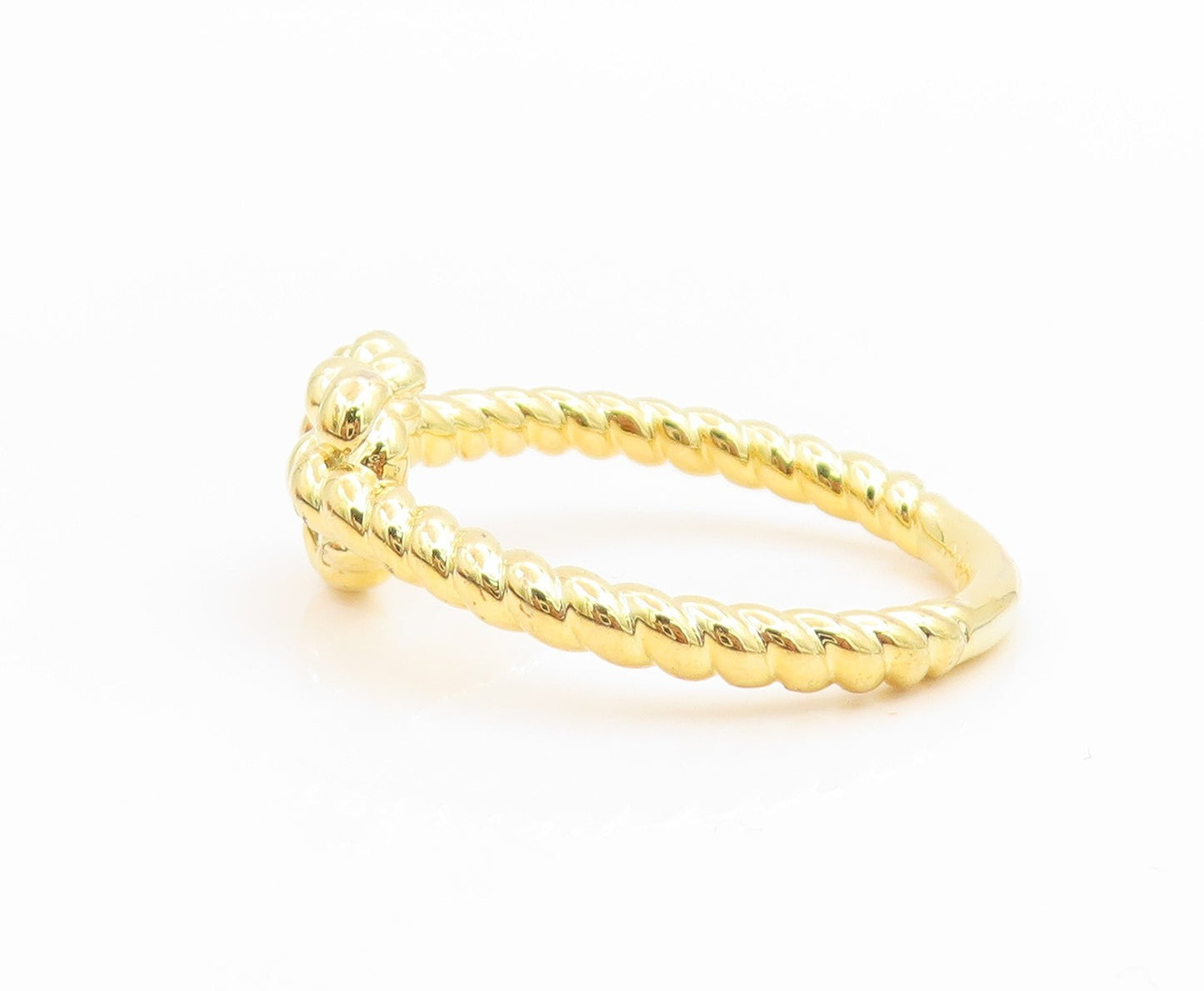 925 Sterling Silver Vintage Ring Gold Plated Love Heart Knot  Sz 10  RG35791