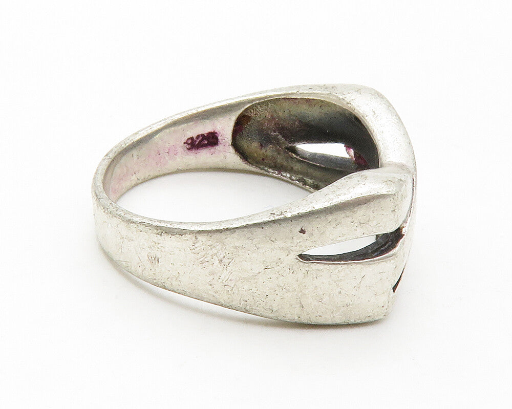 925 Sterling Silver  Vintage Shiny Crossover Dome Band Ring Sz 7   RG14468