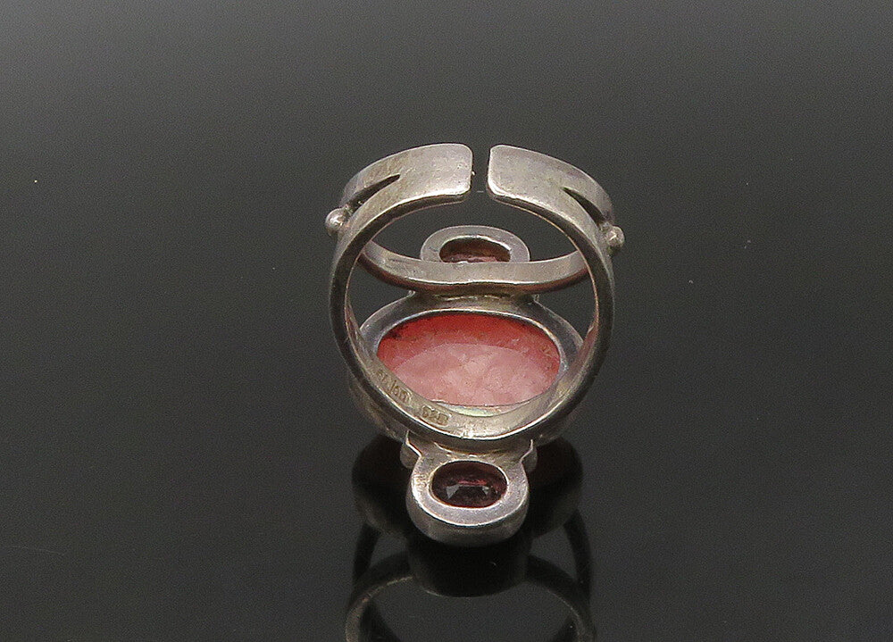 SAJEN 925 Silver Vintage Rhodochrosite & Pink Topaz Band Ring Sz 8 RG22549