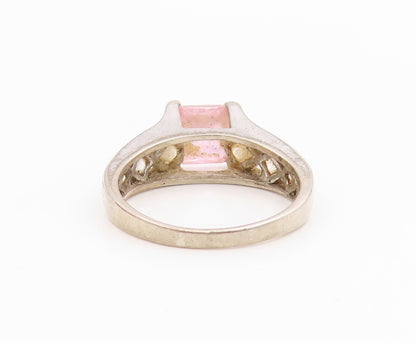 925 Sterling Silver Vintage Ring Classic Pink & White Topaz Band  Sz 7  RG35933