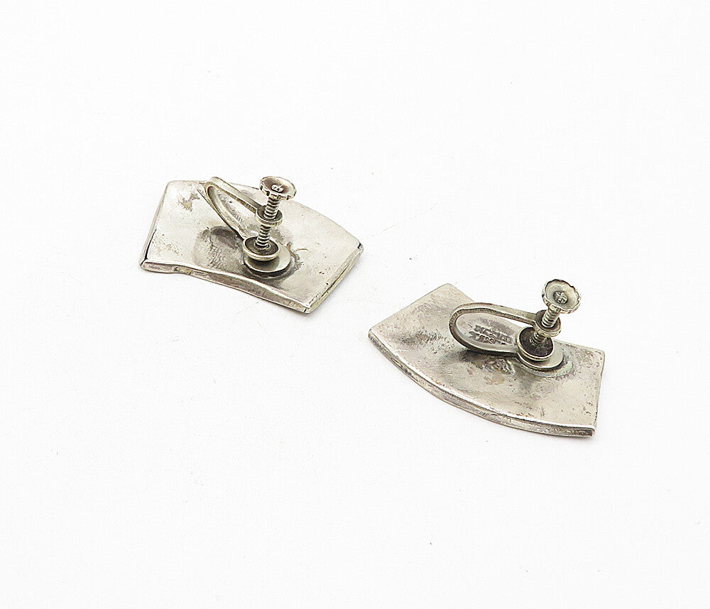 MEXICO 925 Sterling Silver  Vintage Abalone Shell Non Pierce Earrings  EG3854