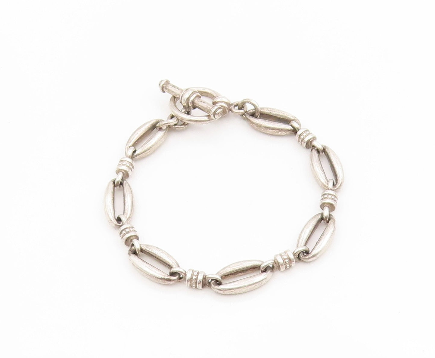 925 Sterling Silver Vintage Bracelet Elegant Oval Link Statement Chain  BT11674