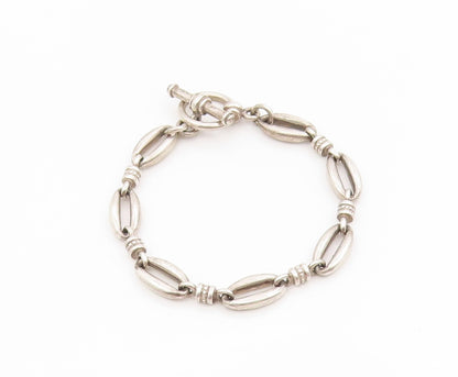 925 Sterling Silver Vintage Bracelet Elegant Oval Link Statement Chain  BT11674
