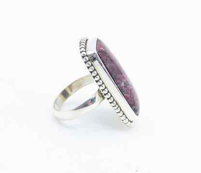 925 Sterling Silver Cabochon Cut Jasper Square Cocktail Ring Sz 6 RG8523