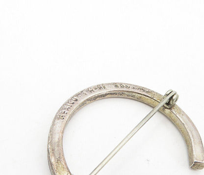MEXICO 925 Sterling Silver  Vintage 2 Tone Modernist Dangle Brooch Pin  BP3163