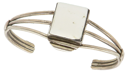 925 Silver Vintage White Buffalo Stone Cuff Bracelet BT5882