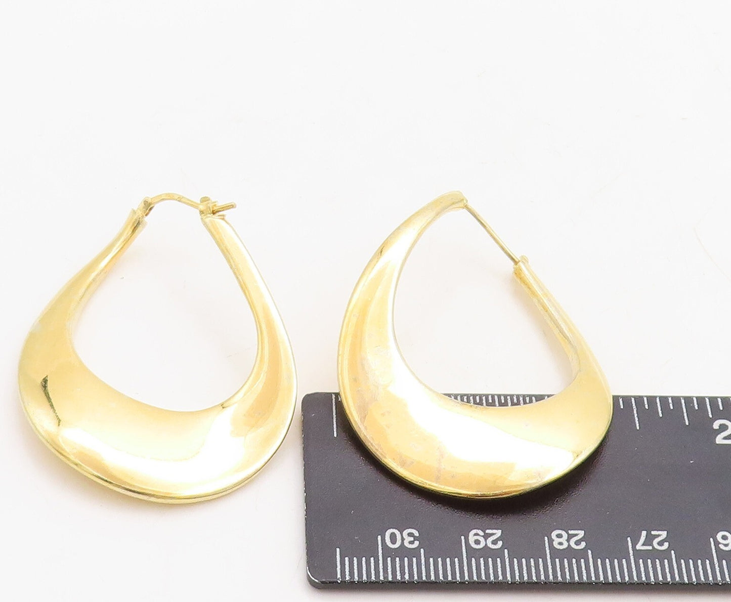 925 Sterling Silver Vintage Earrings Gold Plated Large Designer Hoops  EG13270