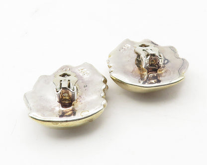 BATAMI ISRAEL 925 Sterling Silver  Vintage 2 Tone Non Pierce Earrings  EG5898