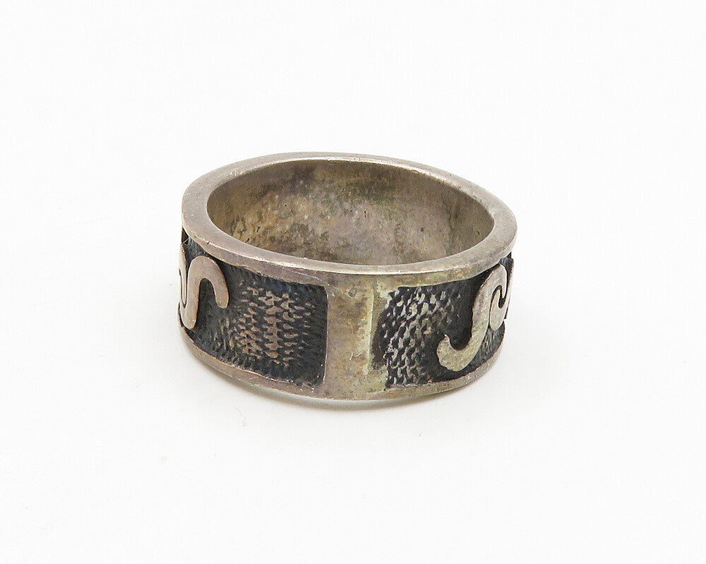 925 Sterling Silver  Vintage Oxidized Swirl Pattern Band Ring Sz 6  RG18651