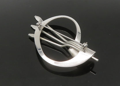 BEAU 925 Sterling Silver  Vintage Shiny Modernist Matte Brooch Pin  BP8909