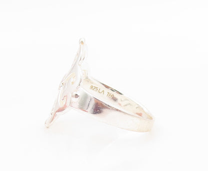 925 Sterling Silver Vintage Ring Celtic Scroll Love Heart Band  Sz 8.5  RG35608