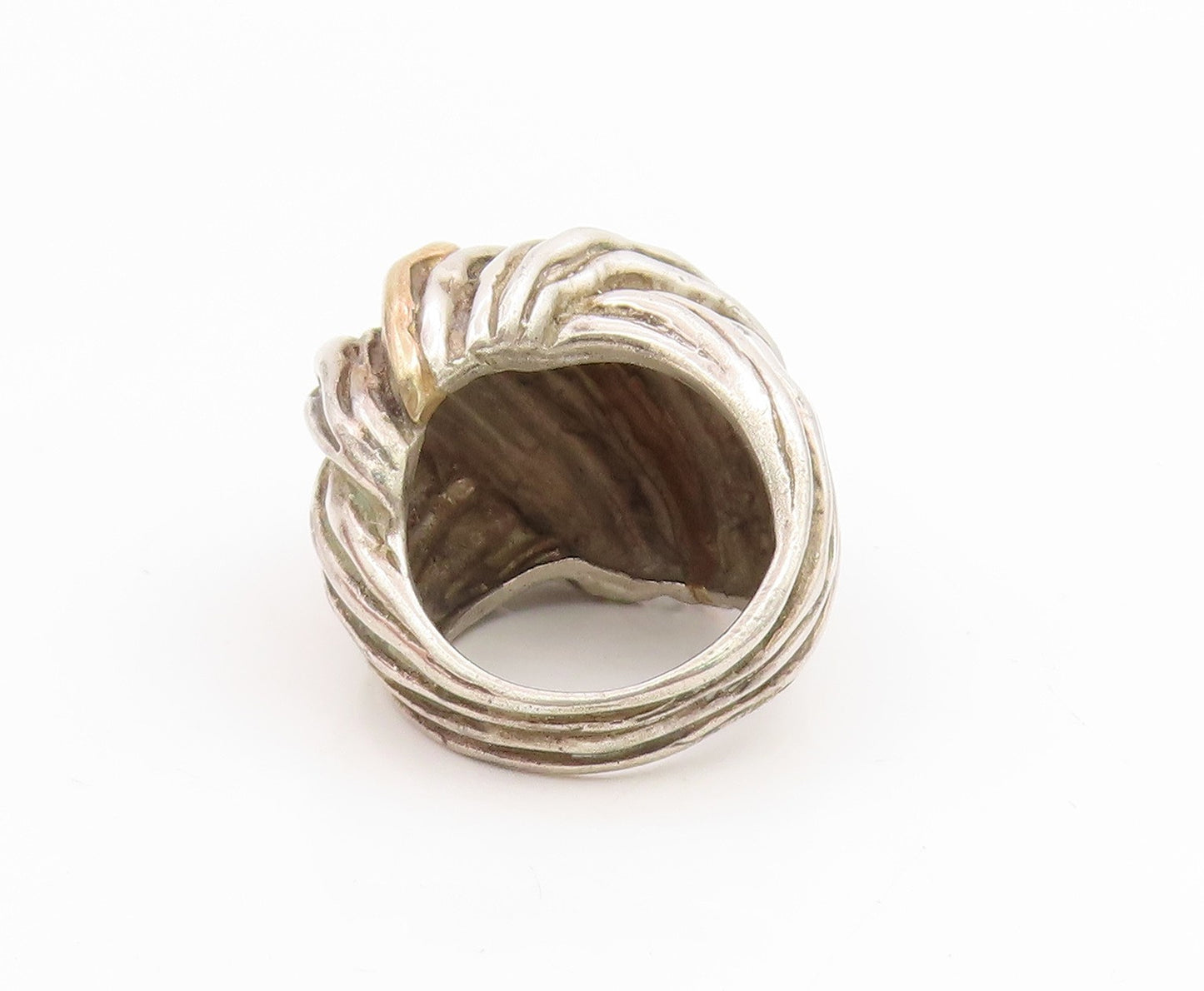 925 Sterling Silver Vintage Ring Modernist Ribbed Dome Band  Sz 6.5  RG34957
