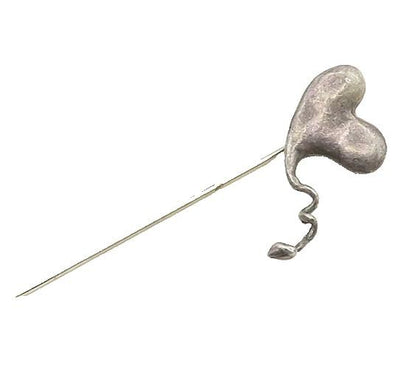 925 Sterling Silver  Vintage Dark Tone Love Heart Lapel Pin  TR2403