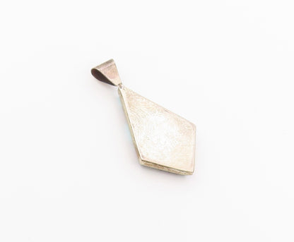 925 Sterling Silver Vintage Pendant NAVAJO ZUNI Gemstone Geometric Inlay PT26424