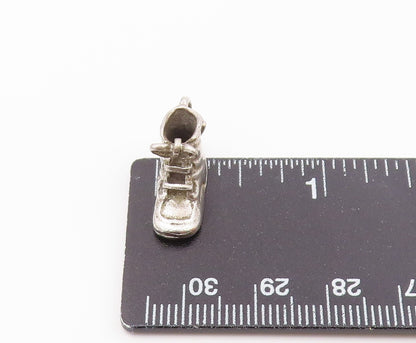 925 Sterling Silver  Vintage Old Fashioned Boot Shoe Shiny Pendant  PT18024