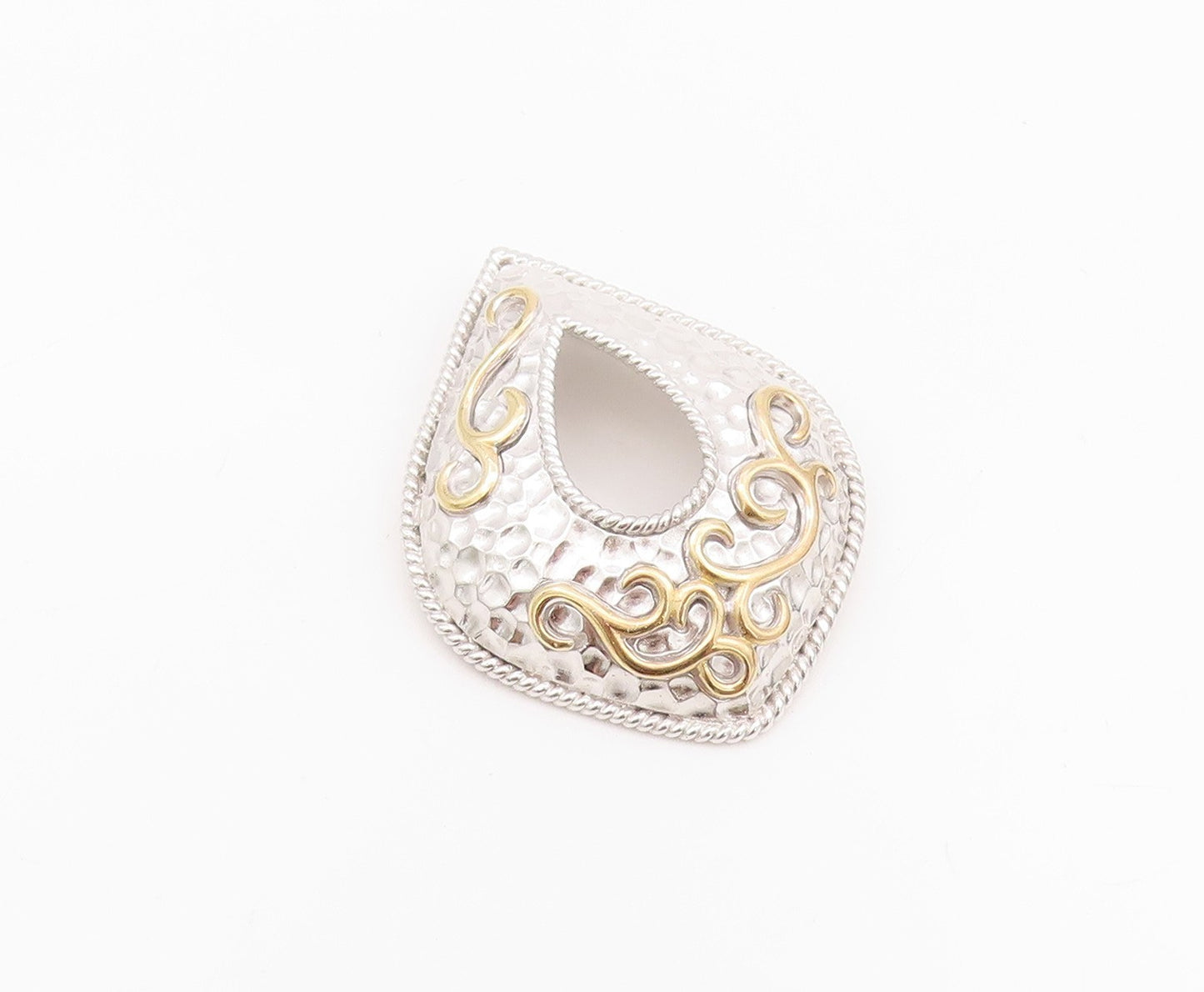 925 Sterling Silver Vintage Pendant Designer Swirly Carved Drop Shape  PT24330