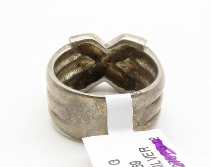 DAVID SIGAL 925 Sterling Silver Vintage Crossover Band Ring Sz 8  RG13852