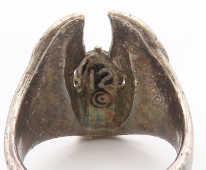 925 Sterling Silver Vintage Ring Etched Viking Warrior Thor Band  Sz 12  RG34574