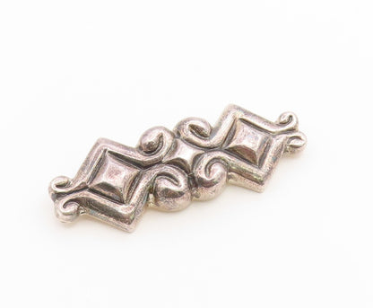 925 Sterling Silver Vintage Brooch Pin ZINA Geometric Scrollwork Bar  BP12668