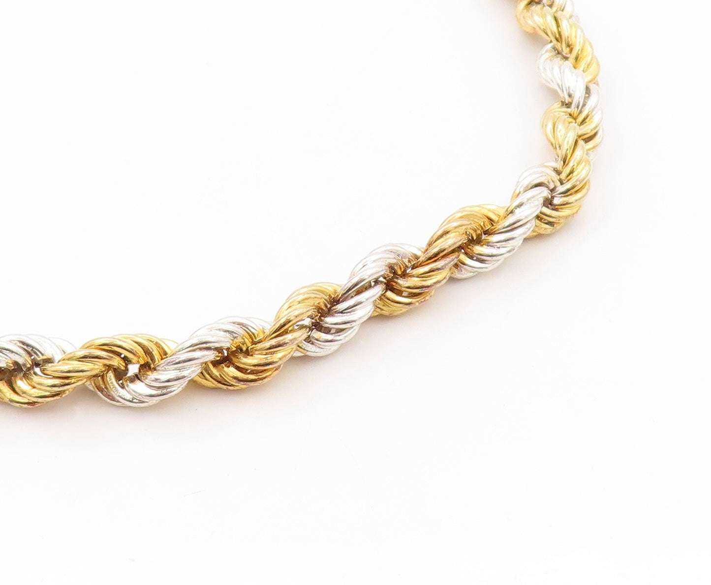 925 Sterling Silver Vintage Necklace Gold Plated Interwind Twisted Rope  NE4548