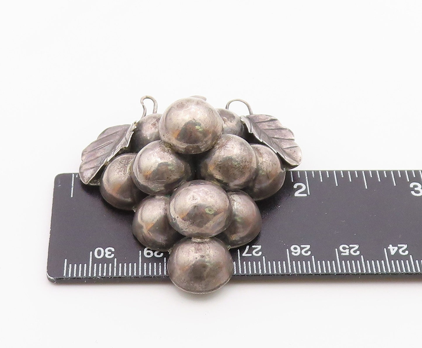 MEXICO 925 Sterling Silver  Vintage Hollow Grape Bunch Motif Brooch Pin BP4284