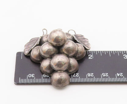 MEXICO 925 Sterling Silver  Vintage Hollow Grape Bunch Motif Brooch Pin BP4284