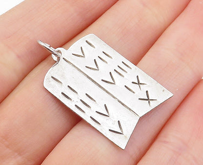 MEXICO 925 Sterling Silver  Vintage Etched Roman Numerals Pendant  PT5719