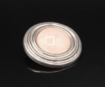 MEXICO 925 Silver  Vintage Heavy Rose Quartz Non Pierced Earrings  EG11947