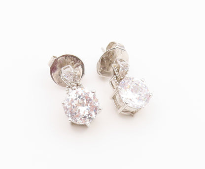 925 Sterling Silver Vintage Earrings CHARLES WINSTON Classic CZ Drop  EG14488