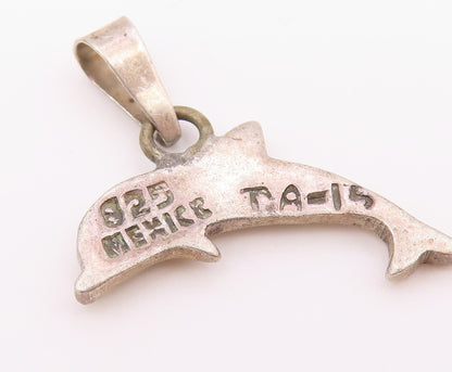 MEXICO 925 Sterling Silver  Vintage Leaping Dolphin Motif Pendant  PT13315