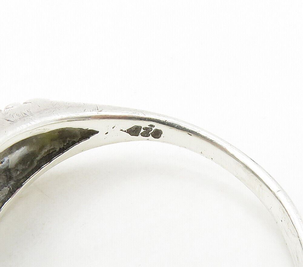 925 Sterling Silver  Vintage Turquoise Shiny Swirl Band Ring Sz 6.5  RG16638
