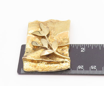 925 Sterling Silver Vintage Brooch Pin Gold Plated HADASSAH Leaf Frame  BP12176