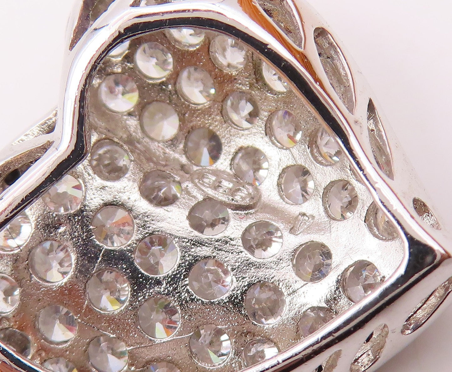 925 Sterling Silver  Cubic Zirconia & Hematite Love Heart Pendant  PT14615