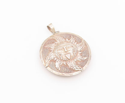 925 Sterling Silver Vintage Pendant Celestial Sun Face Statement Medal  PT26465