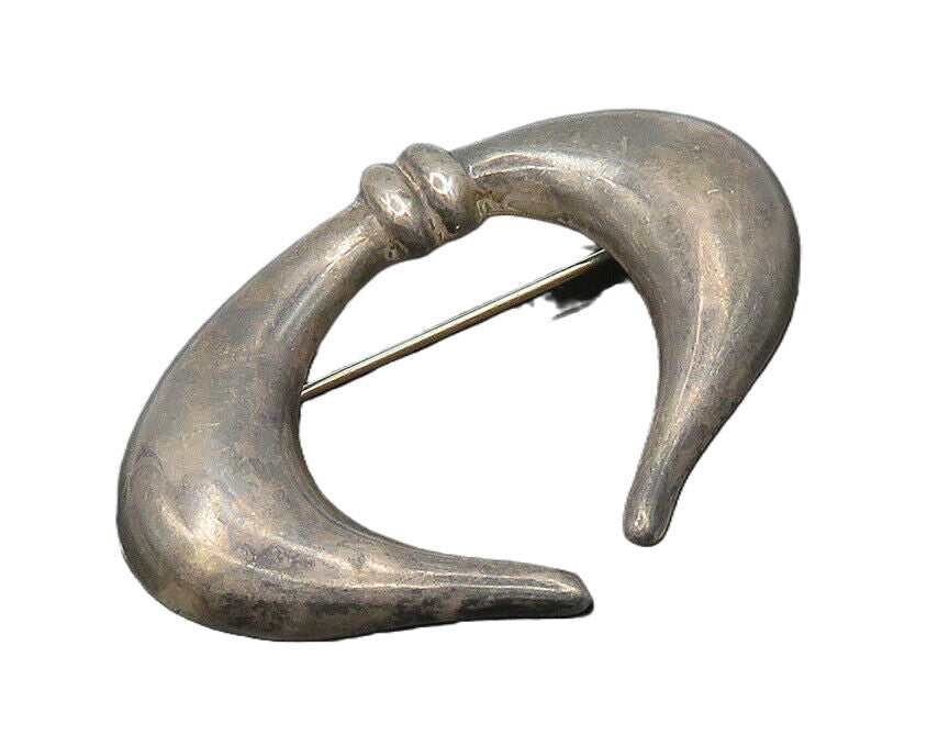 MWS 925 Sterling Silver  Vintage Dark Tone Smooth Brooch Pin  BP7287
