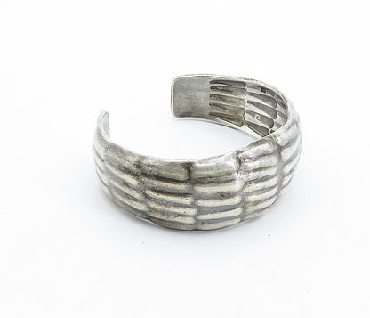 MEXICO 925 Sterling Silver  Vintage Dark Tone Rustic Cuff Bracelet  BT2663