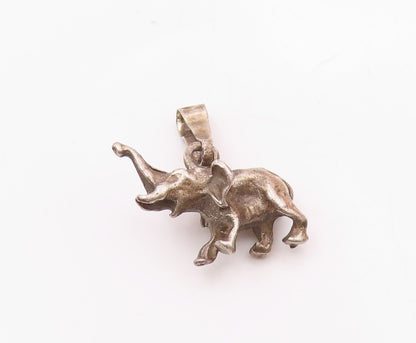 925 Sterling Silver  Vintage Petite Dark Tone Elephant Animal Pendant  PT19530