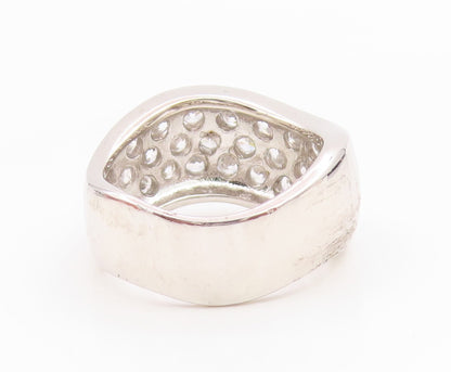 925 Sterling Silver Vintage Ring Round Cut CZ Wavy Cluster Band  Sz 7  RG35658