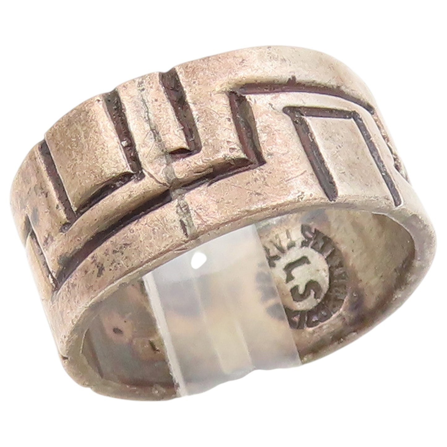 925 Sterling Silver Vintage Ring TAXCO Geometric Maze Pattern Band Sz 7 RG36906
