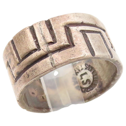 925 Sterling Silver Vintage Ring TAXCO Geometric Maze Pattern Band Sz 7 RG36906